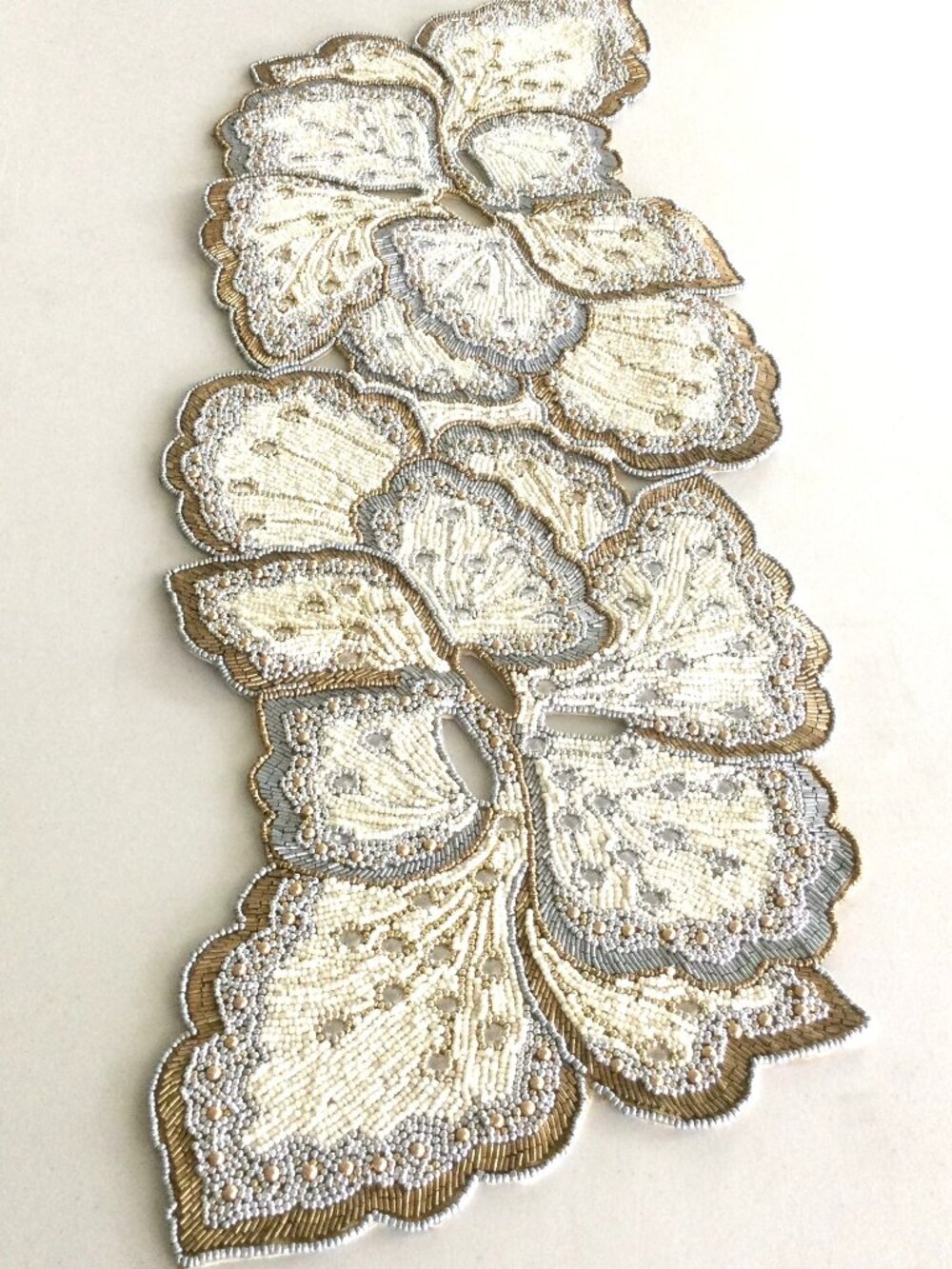 Cotton Craft Amelia Leaves Handmade Beaded Table Runner 13" x 36"
